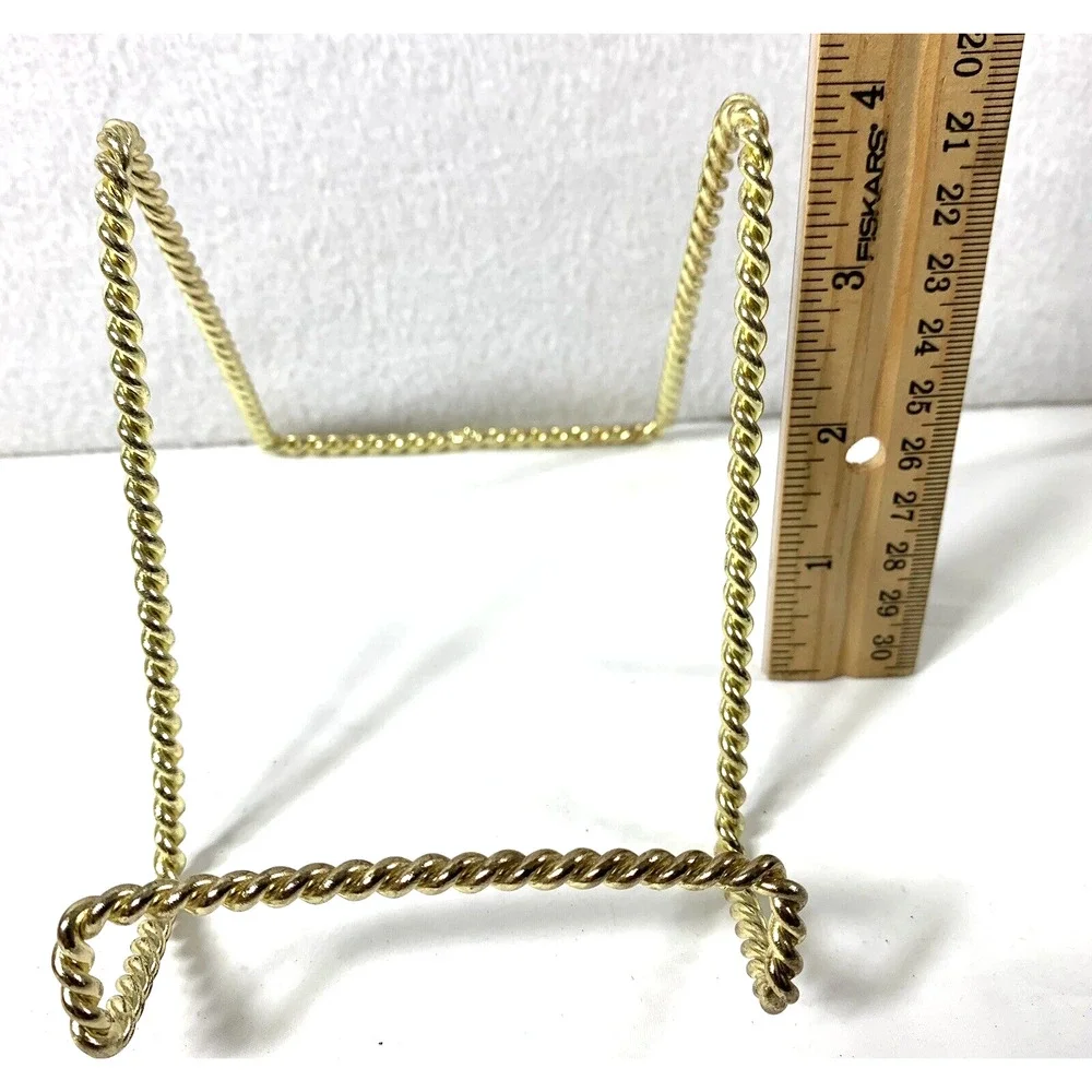 2 Twisted Goldtone & 1 Twisted‎ Silvertone Wire Display Stands Plate Holders - Picture 12 of 13